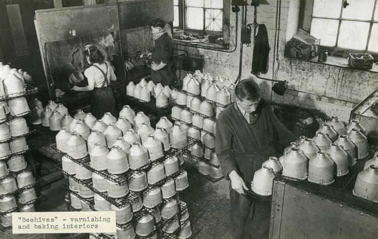 Image of Photograph:  ''Beehives'' -  varnishing and baking interiors'