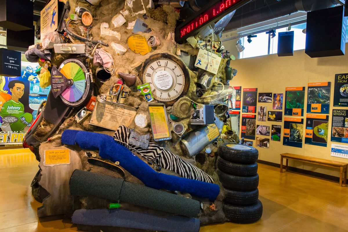 A large pile of rubbish, as an exhibit showing the problems with plastic pollution