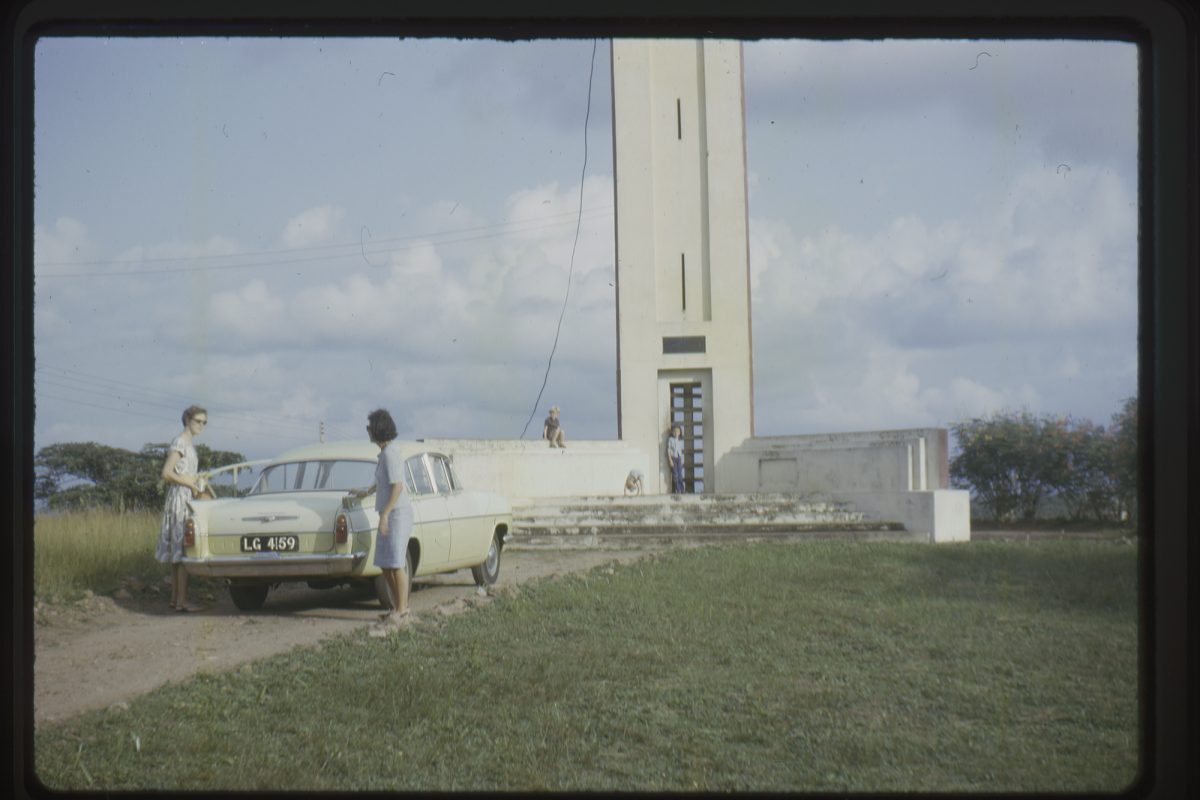 People at viewing platform on top of the hill